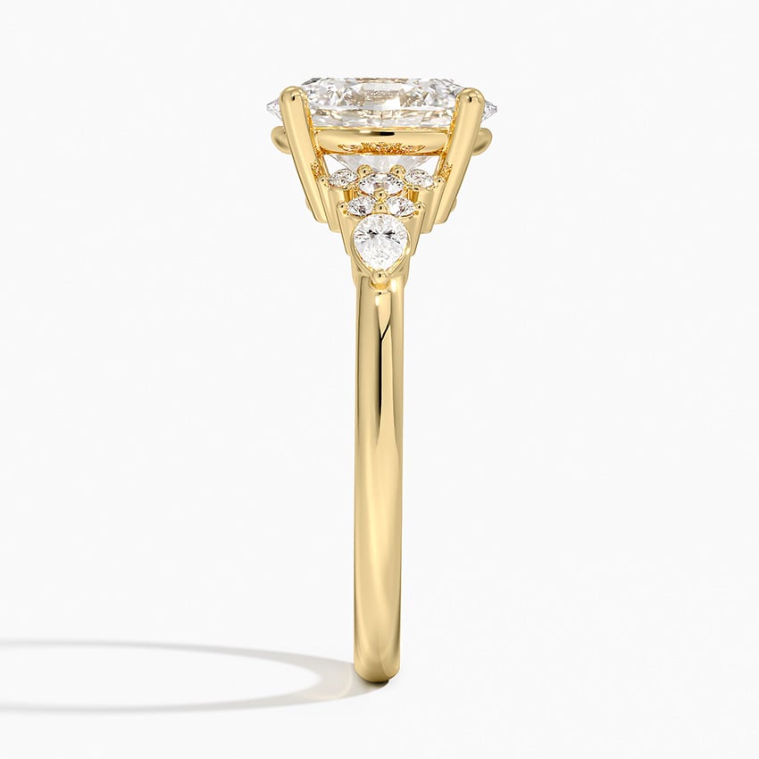Bloom—Crowned Still Ring | Oval-Cut Lab-Grown Diamond | Pear and Round Diamonds Pave Ring in 18K Yellow Gold