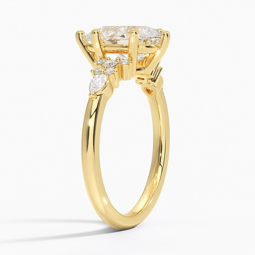 Bloom—Crowned Still Ring | Pear-Cut Lab-Grown Diamond | Pear and Round Diamonds Pave Ring in 18K Yellow Gold
