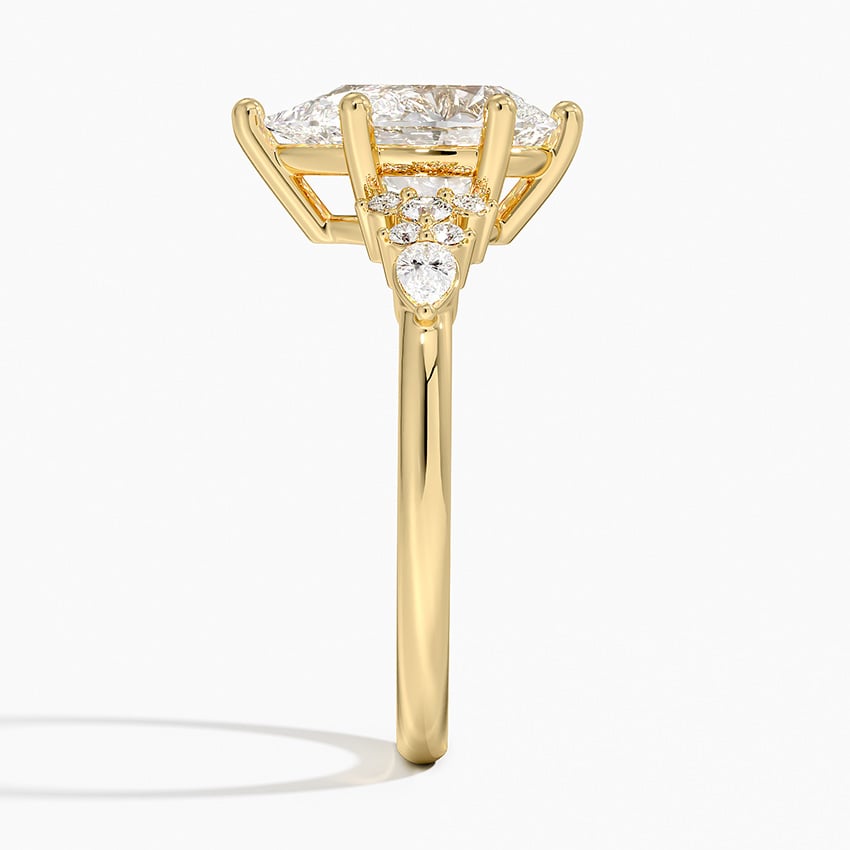 Bloom—Crowned Still Ring | Pear-Cut Lab-Grown Diamond | Pear and Round Diamonds Pave Ring in 18K Yellow Gold