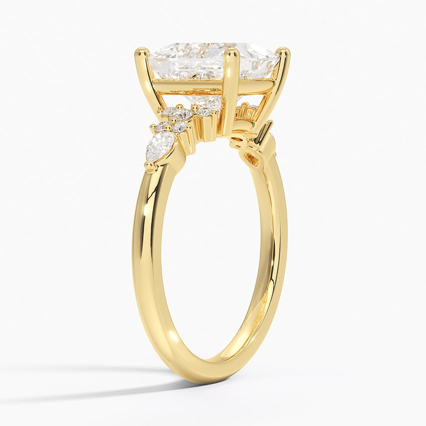 Radiate—Crowned Still Ring | Princess-Cut Lab-Grown Diamond | Pear and Round Diamonds Pave Ring in 18K Yellow Gold