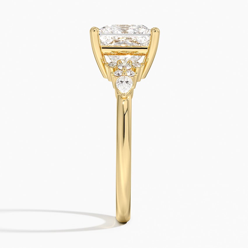 Radiate—Crowned Still Ring | Princess-Cut Lab-Grown Diamond | Pear and Round Diamonds Pave Ring in 18K Yellow Gold