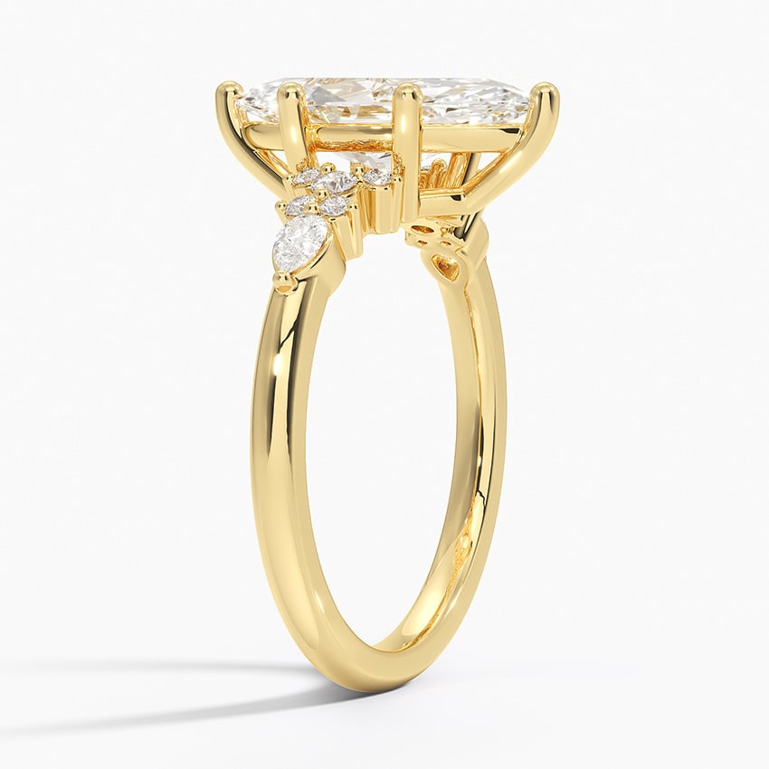 Ascend—Crowned Still Ring | Marquise-Cut Lab-Grown Diamond | Pear and Round Diamonds Pave Ring in 18K Yellow Gold