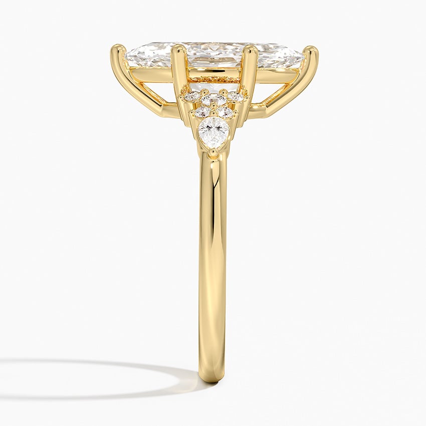 Ascend—Crowned Still Ring | Marquise-Cut Lab-Grown Diamond | Pear and Round Diamonds Pave Ring in 18K Yellow Gold