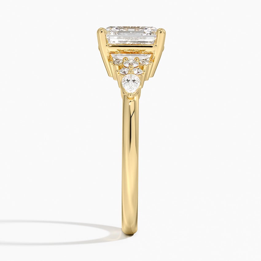 Ascend—Crowned Still Ring | Asscher-Cut Lab-Grown Diamond | Pear and Round Diamonds Pave Ring in 18K Yellow Gold