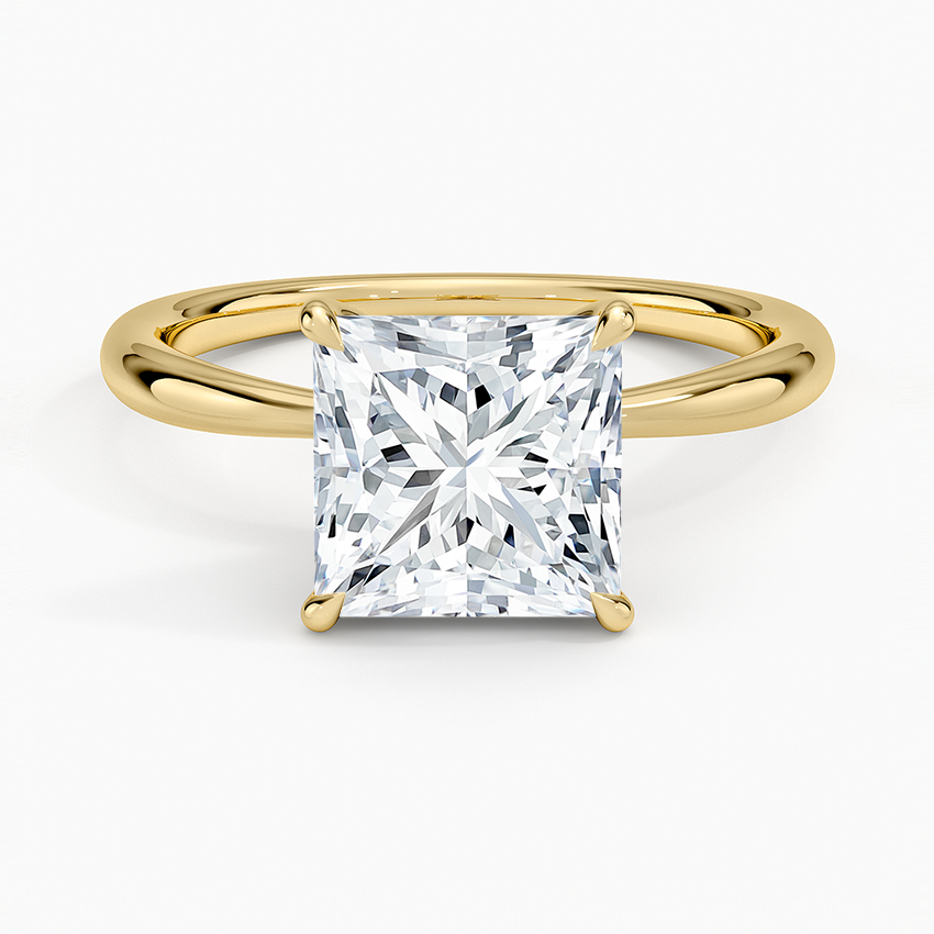 Radiate—Crowned Still Ring | Princess-Cut Lab-Grown Diamond | Solitaire Diamonds Ring in 18K Yellow Gold