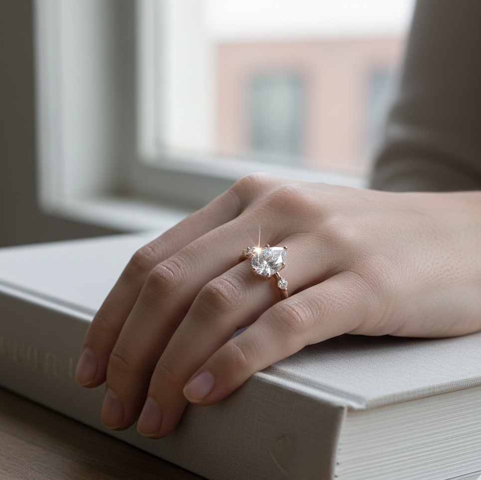 Bloom—Adorn Ring | Pear-Cut Lab-Grown Diamond | Prong-set Diamonds Ring in 18K Rose Gold