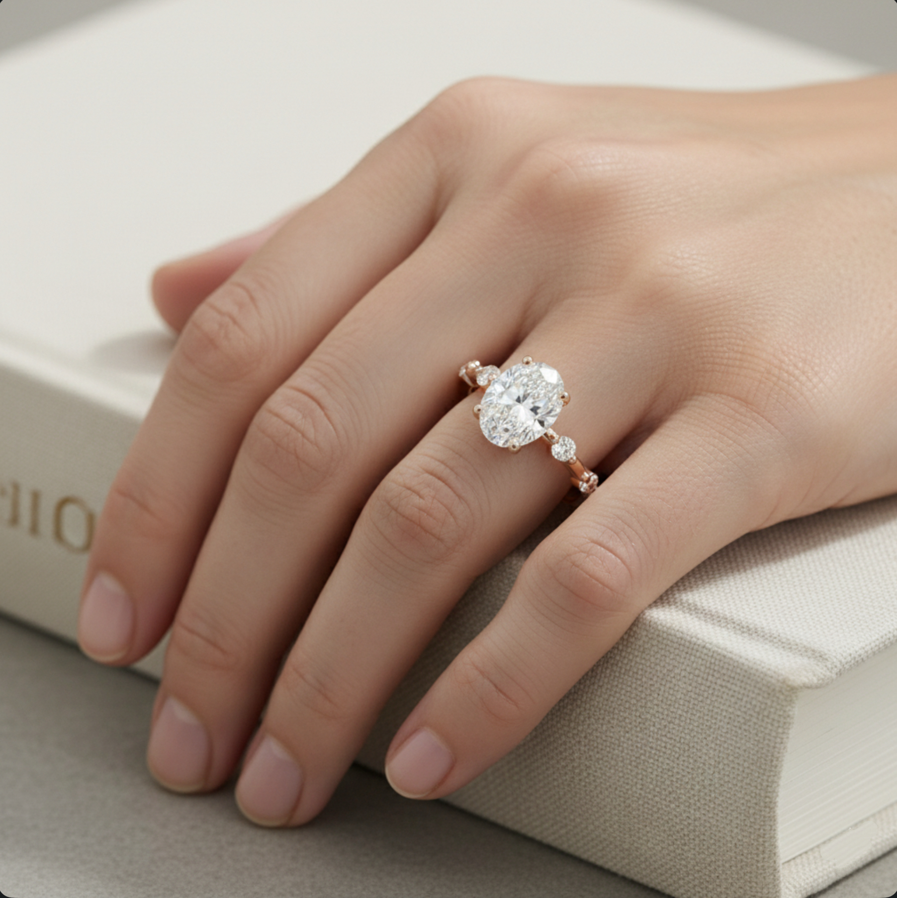 Bloom—Adorn Ring | Oval-Cut Lab-Grown Diamond | Prong-set Diamonds Ring in 18K Rose Gold