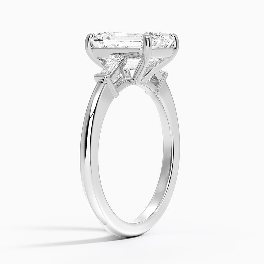 Ascend—Still Light Ring |Emerald-Cut Lab-Grown Diamond | Baguette Three Stone Ring in 18K White Gold