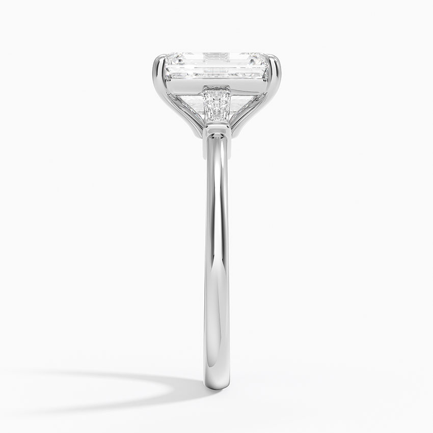 Ascend—Still Light Ring |Emerald-Cut Lab-Grown Diamond | Baguette Three Stone Ring in 18K White Gold