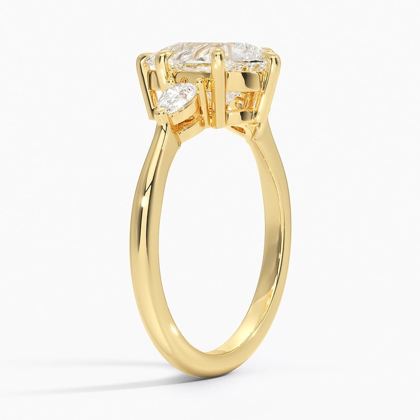 Bloom—Crowned Still Ring | Pear-Cut Lab-Grown Diamond | Pear Three Stone Diamonds Ring in 18K Yellow Gold