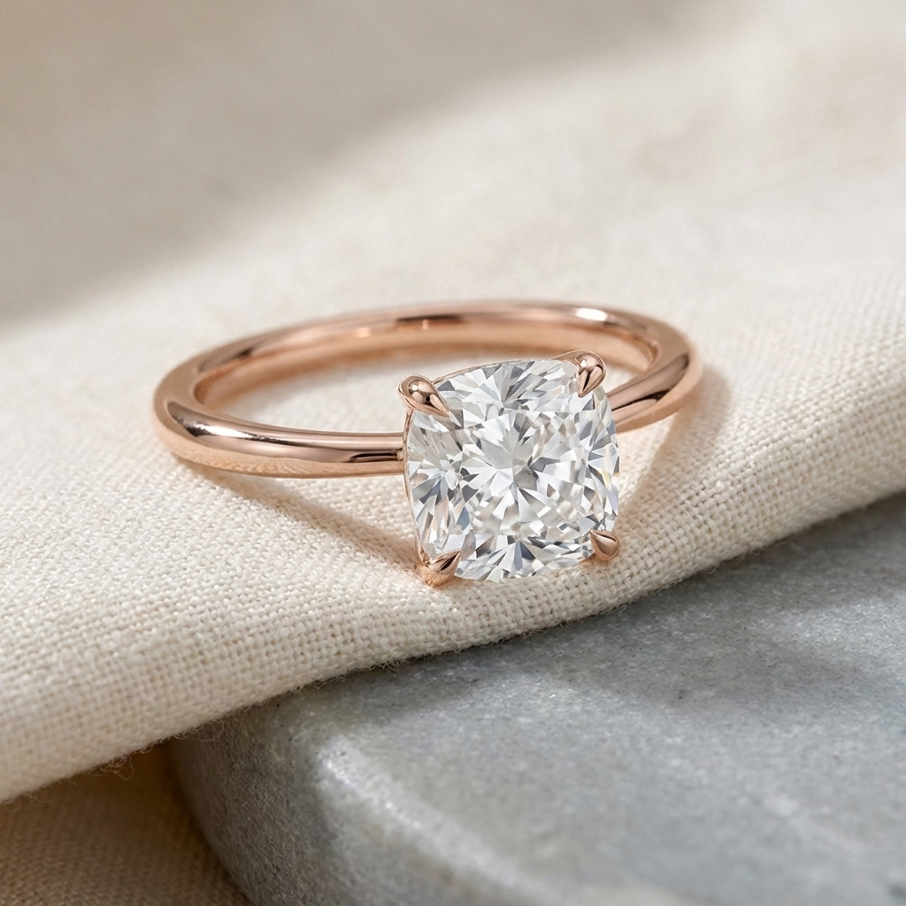 Ascend—Adorn Ring | Cushion-Cut Lab-Grown Diamond | Solitaire Diamonds Ring in 18K Rose Gold