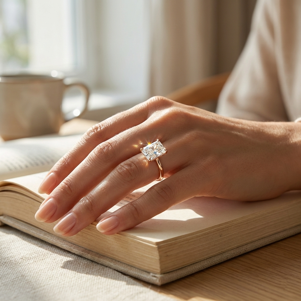 Radiate—Adorn Ring | Radiant-Cut Lab-Grown Diamond | Solitaire Diamonds Ring in 18K Rose Gold