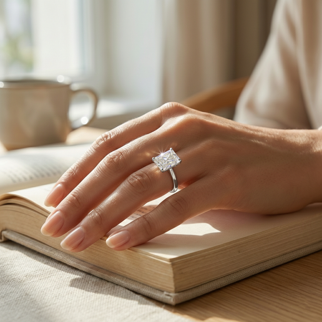 Radiate—Still Light Ring | Radiant-Cut Lab-Grown Diamond | Solitaire Diamonds Ring in 18K White Gold