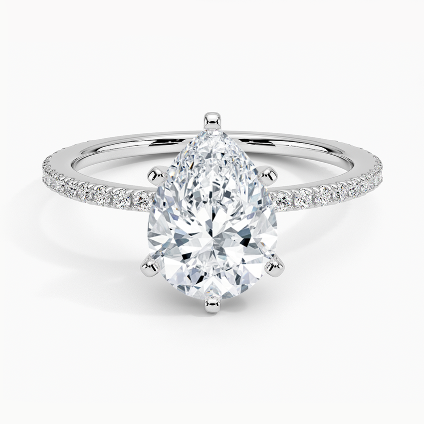 Bloom—Still Light Ring | Pear-Cut Lab-Grown Diamond | Three-Quarter Coverage Diamonds Ring in 18K White Gold