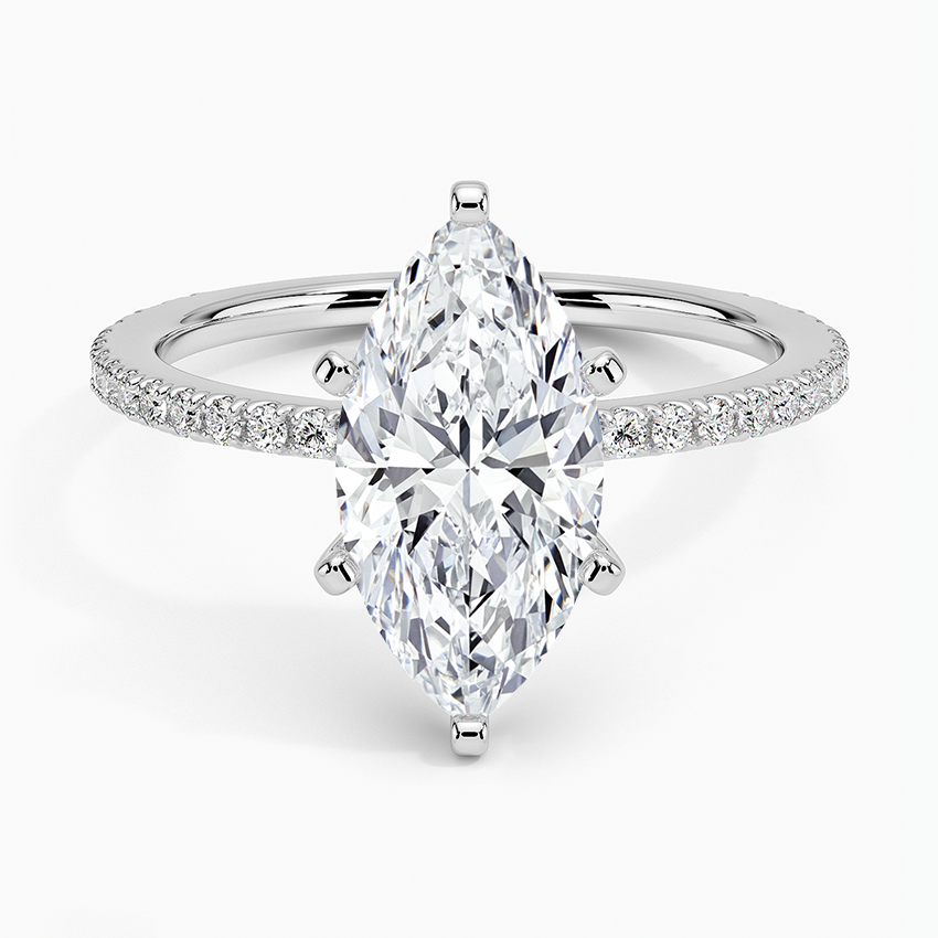 Ascend—Still Light Ring | Marquise-Cut Lab-Grown Diamond | Three-Quarter Coverage Diamonds Ring in 18K White Gold