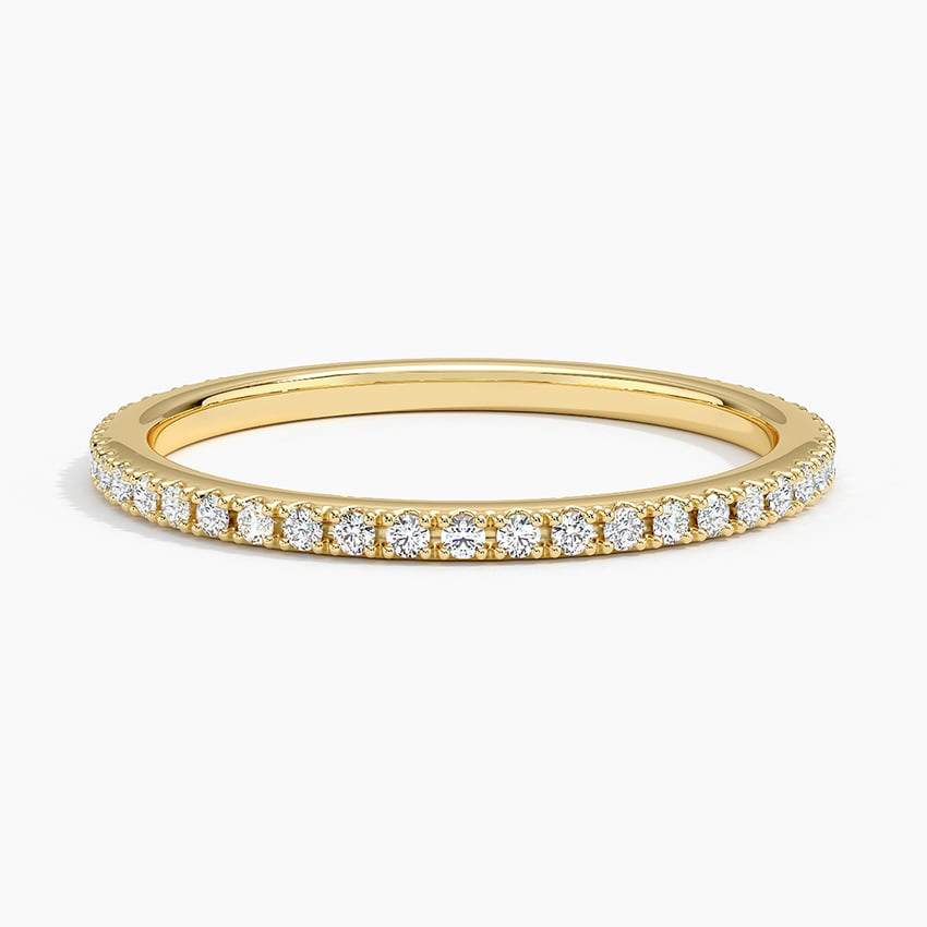 Milestone Band—Crown Still Ring  | Round-Cut Lab-Grown Diamond | Pave Ring in 18K Yellow Gold