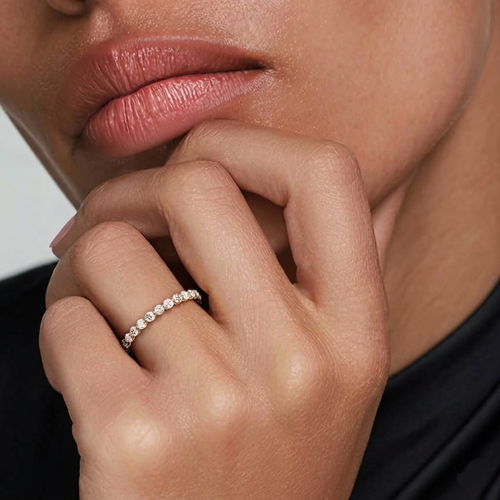 Milestone Band—Still Light Ring | Round-Cut Lab-Grown Diamond | Eternity Ring in 18K Yellow Gold