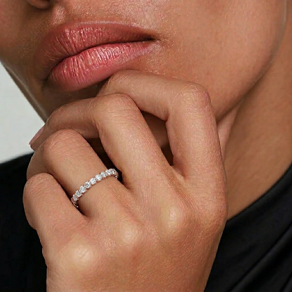 Milestone Band—Still Light Ring | Round-Cut Lab-Grown Diamond | Eternity Ring in 18K Rose Gold
