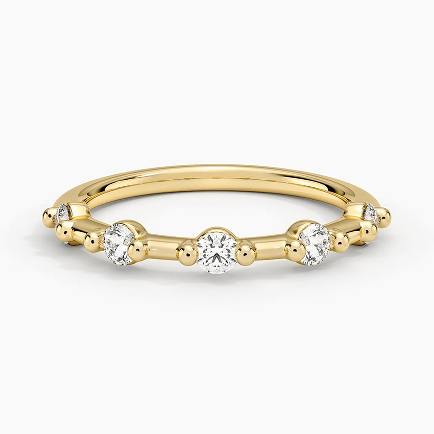 Milestone Band—Crown Still Ring  | Round-Cut Lab-Grown Diamond | Prong-Set Ring in 18K Yellow Gold