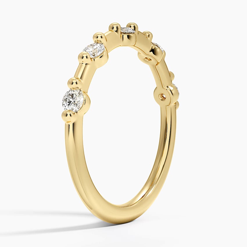 Milestone Band—Crown Still Ring  | Round-Cut Lab-Grown Diamond | Prong-Set Ring in 18K Yellow Gold