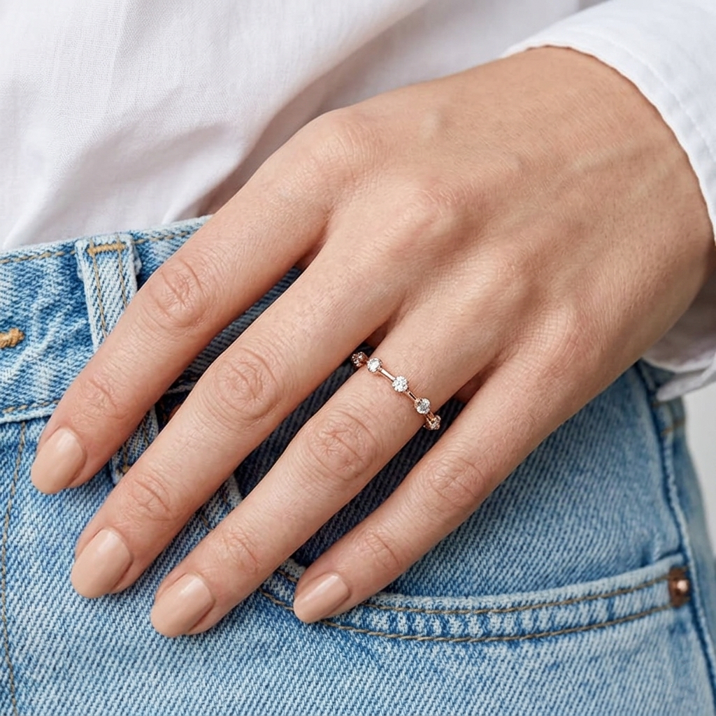 Milestone Band—Adorn Ring  | Round-Cut Lab-Grown Diamond | Prong-Set Ring in 18K Rose Gold