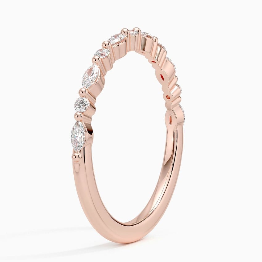 Milestone Band—Adorn Ring  | Round Marquise -Cut Lab-Grown Diamond | Versailles Half Coverage Ring in 18K Rose Gold