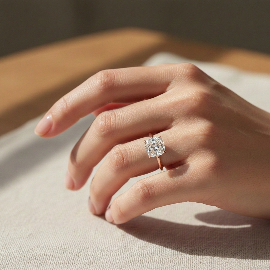 Ascend—Adorn Ring | Cushion-Cut Lab-Grown Diamond | Solitaire Diamonds Ring in 18K Rose Gold