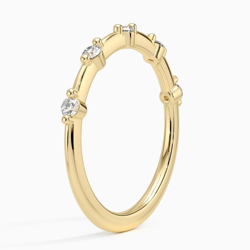 Milestone Band—Crowned Still Ring  | Round Diamond in Half Coverage