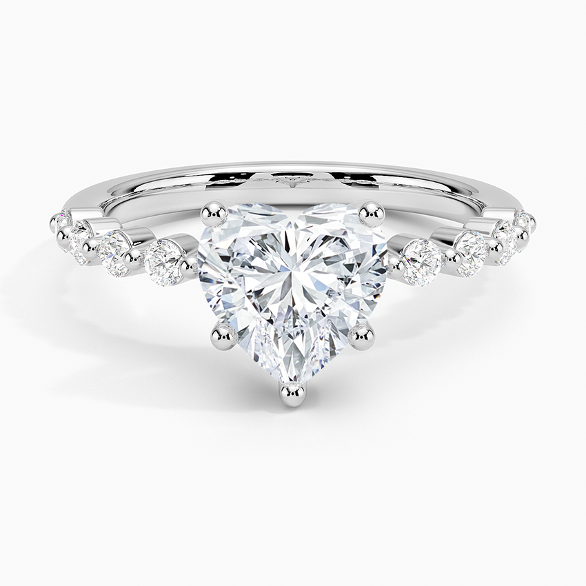 Bloom—Still Light Ring | Heart Diamond in Round Half Coverage