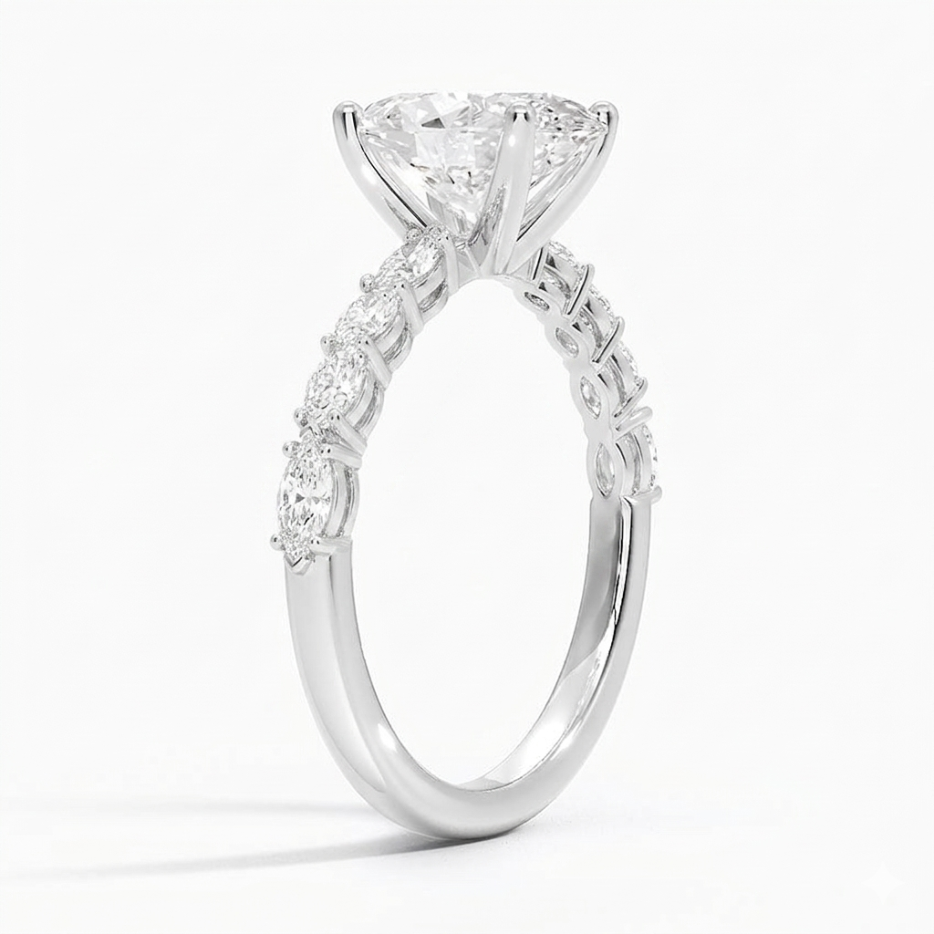 Bloom—Still Light Ring | Oval Diamond in Marquise Half Coverage