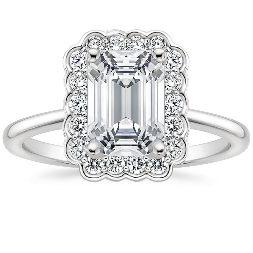 Ascend—Still Light Ring | Emerald Diamond in Floral Halo