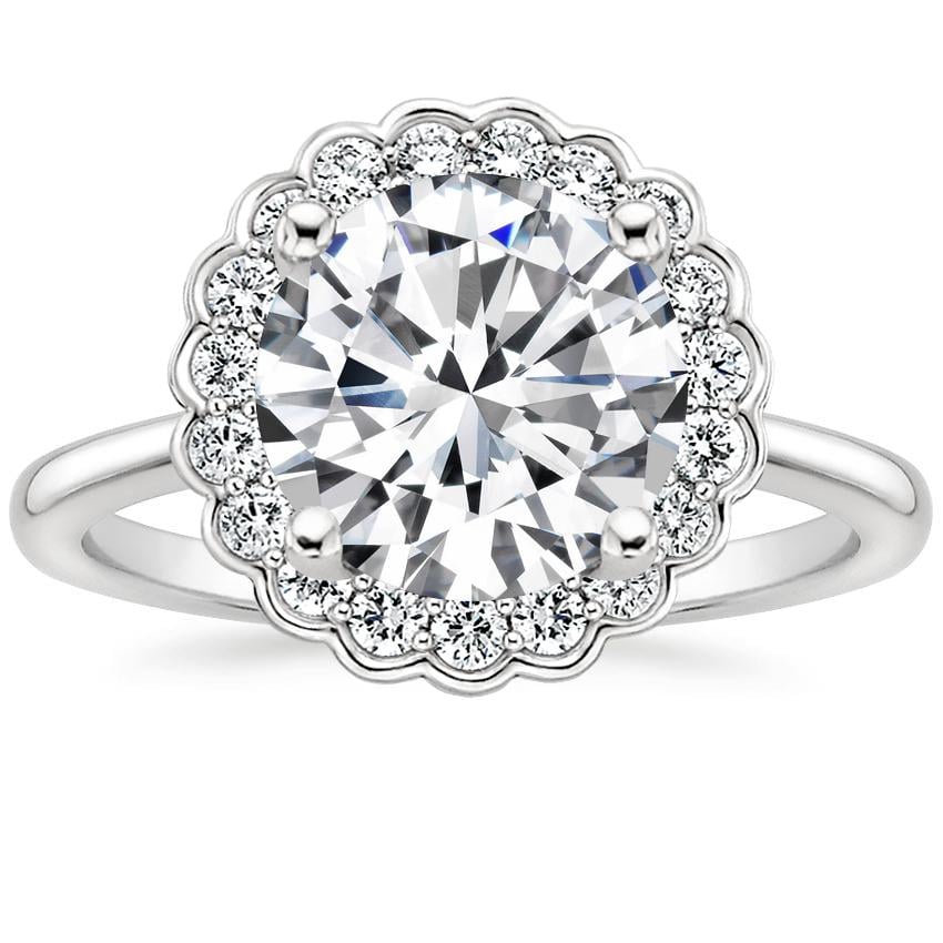 Bloom—Still Light Ring | Round Diamond in Floral Halo