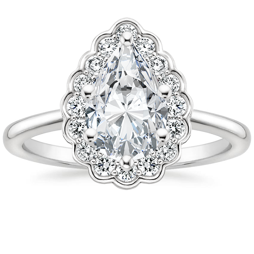 Bloom—Still Light Ring | Pear Diamond in Floral Halo