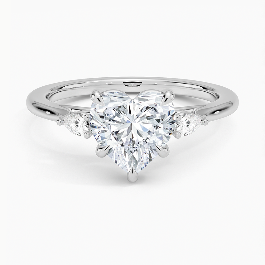 Bloom—Still Light Ring | Heart Diamond in Pear Three Stone-Her Crown