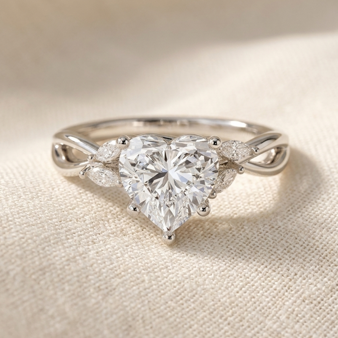 Bloom—Still Light Ring | Heart Diamond in Willow
