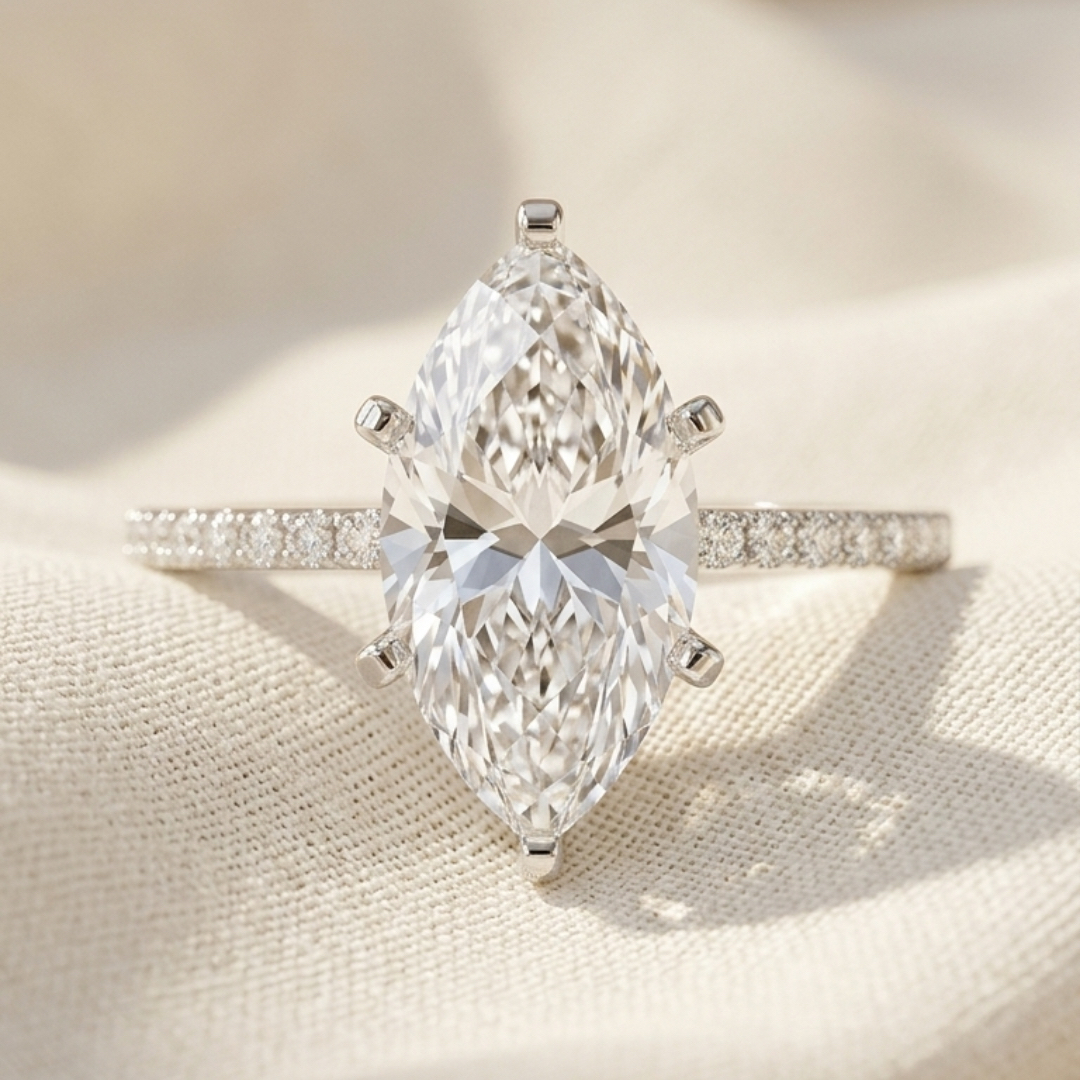 Ascend—Still Light Ring | Marquise Diamond in Three-Quarter Coverage