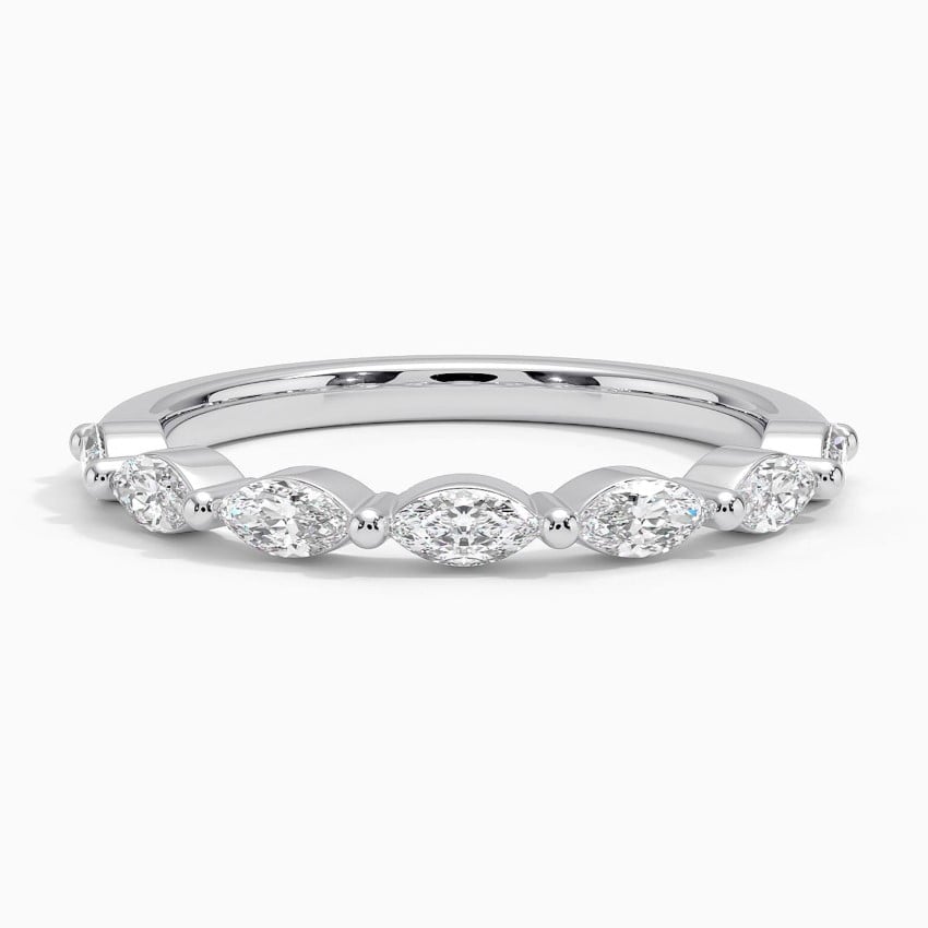 Milestone Band—Still Light Ring | Marquise Diamond in Half Coverage