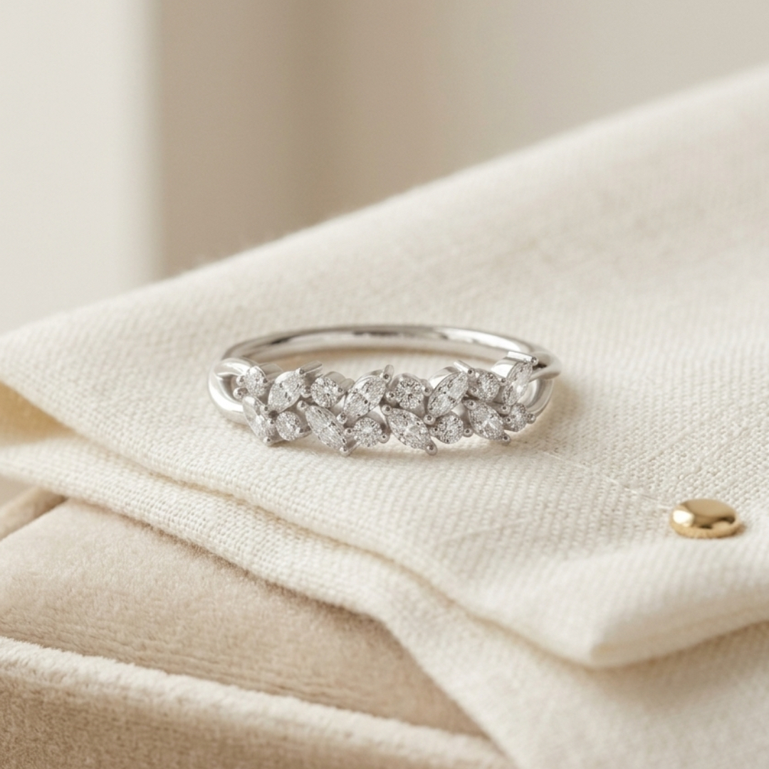 Milestone Band—Still Light Ring | Marquise Round Diamond Half Eternity