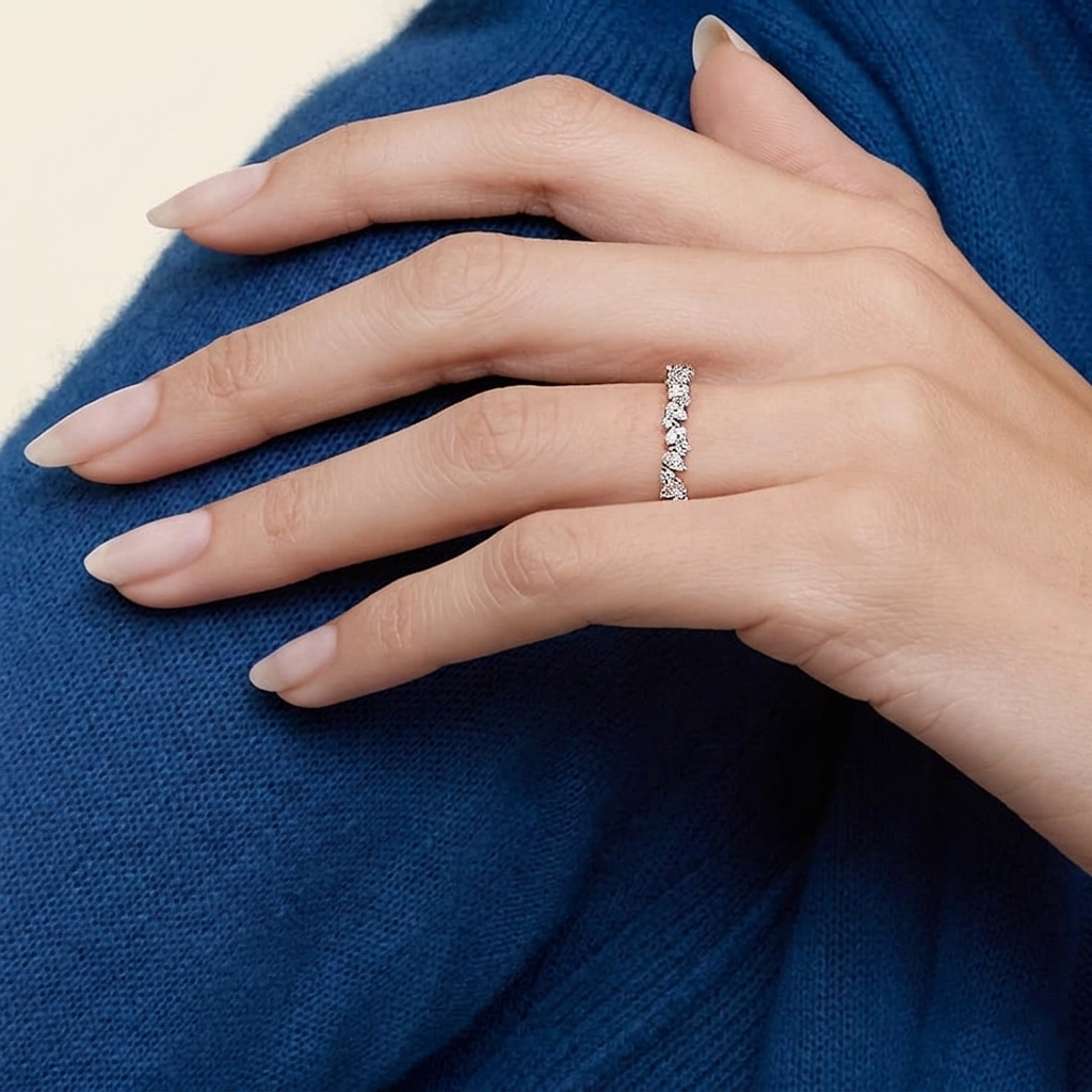 Milestone Band—Still Light Ring | Pear Round Diamond Half Eternity