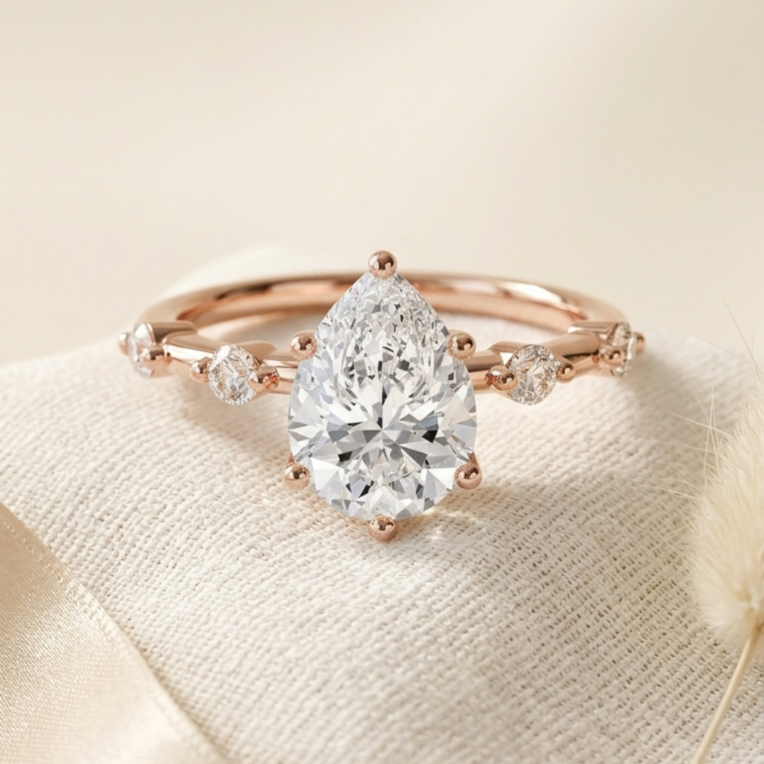 Bloom—Adorn Ring | Pear Diamond in Round Spaced Coverage