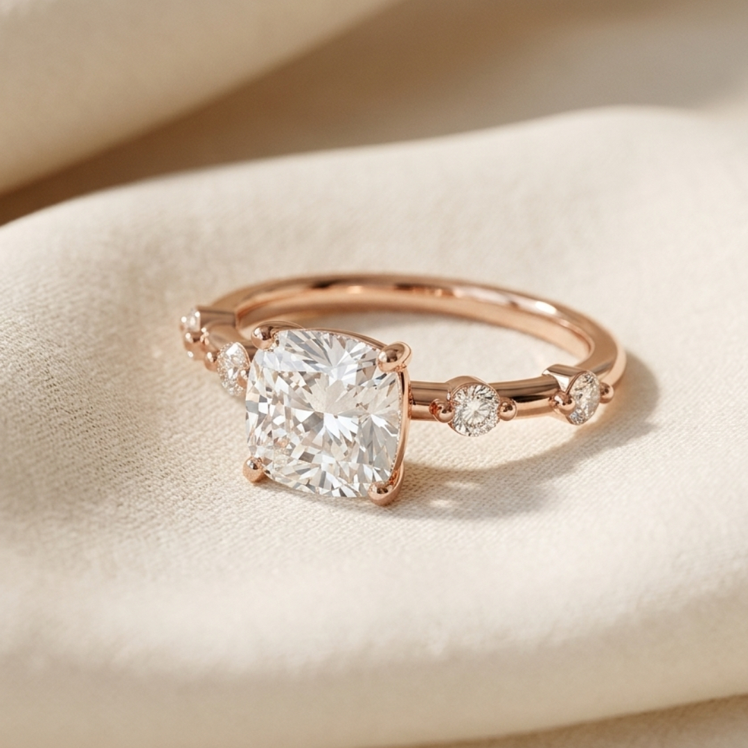 Ascend—Adorn Ring | Cushion Diamond in Round Spaced Coverage
