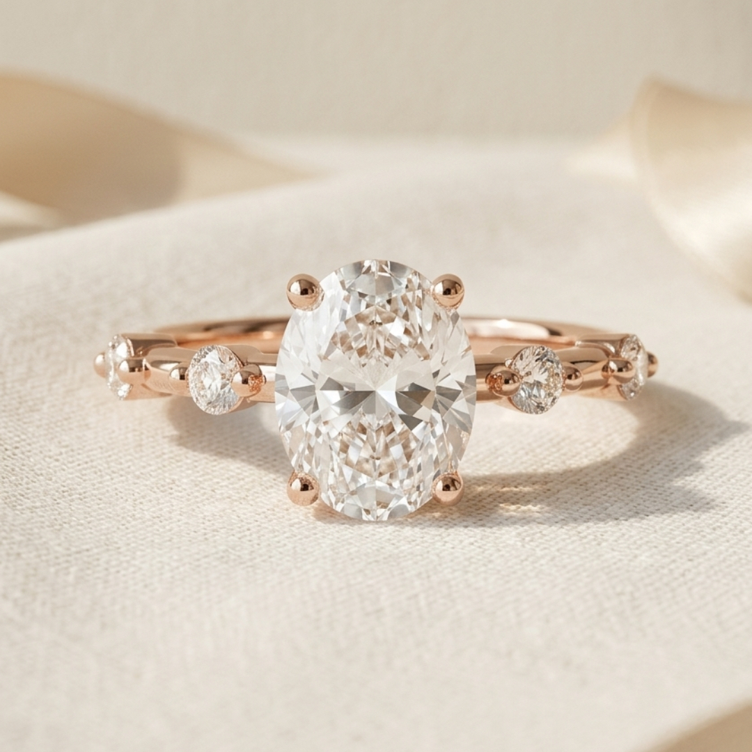 Bloom—Adorn Ring | Oval Diamond in Round Spaced Coverage