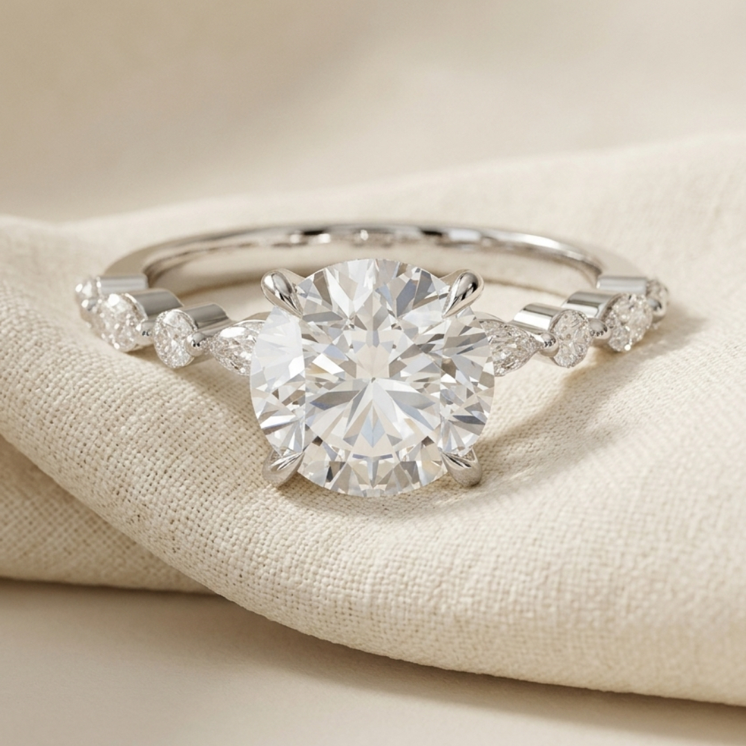 Bloom—Still Light Ring | Round Diamond in Round Marquise Coverage