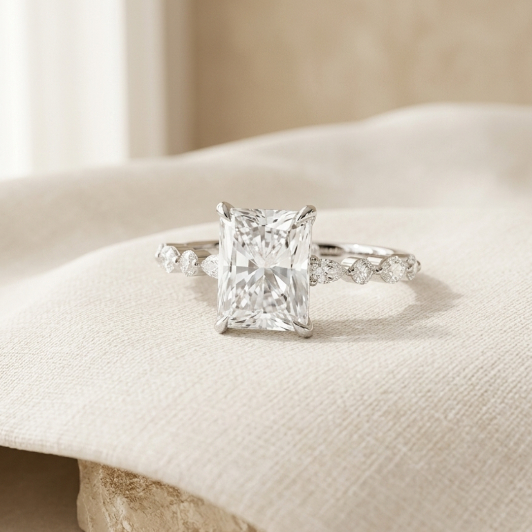 Radiate—Still Light Ring | Radiant Diamond in Round Marquise Coverage