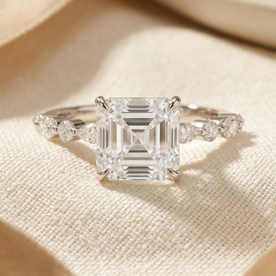 Ascend—Still Light Ring | Asscher Diamond in Round Marquise Coverage