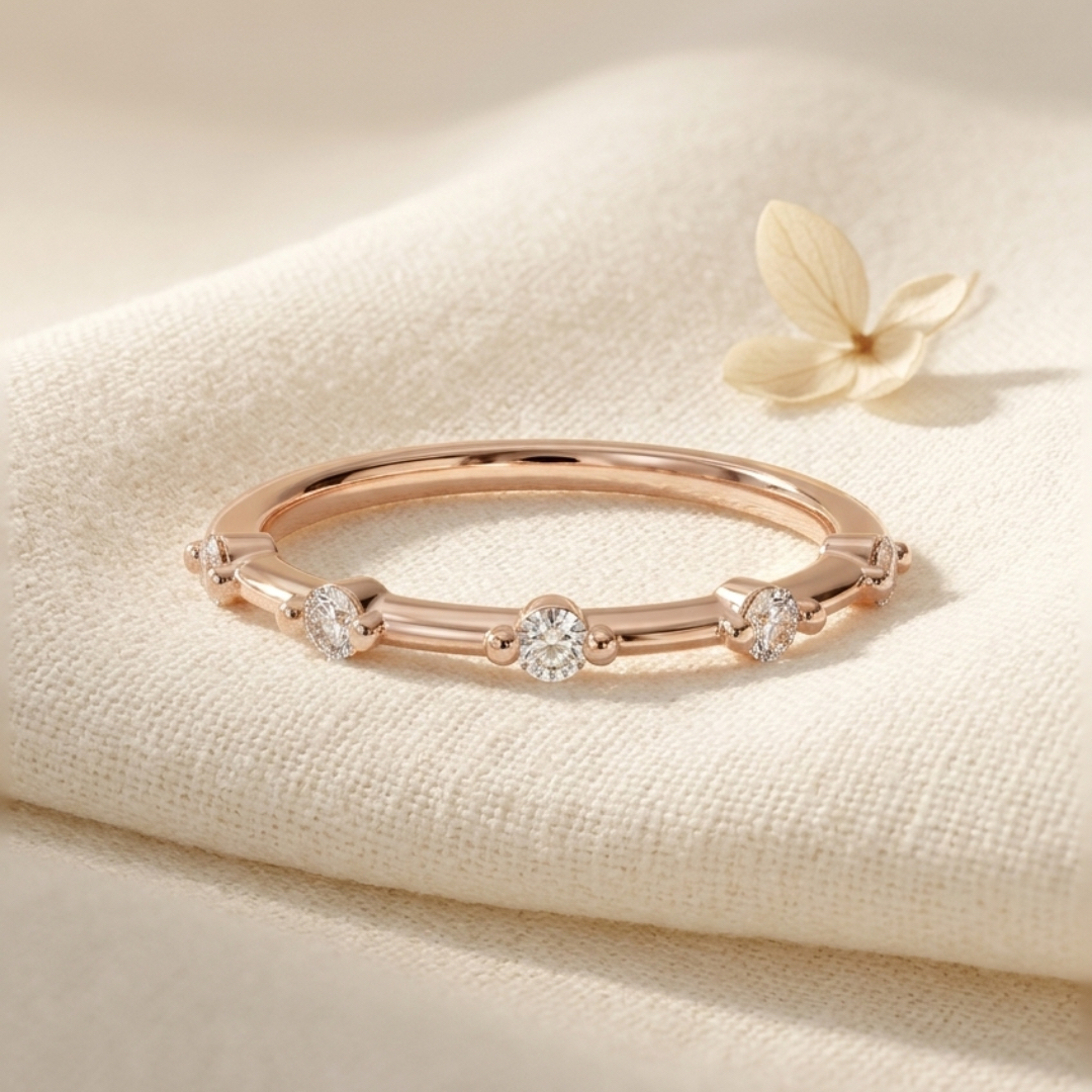 Milestone Band—Adorn Ring  | Round Diamond in Half Coverage