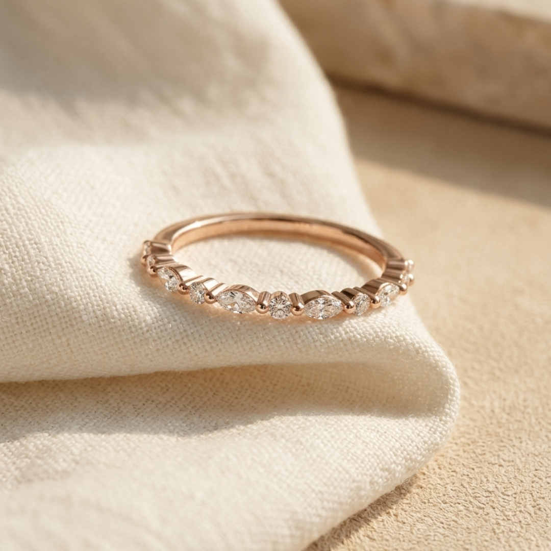 Milestone Band—Adorn Ring | Round Marquise in Half Coverage