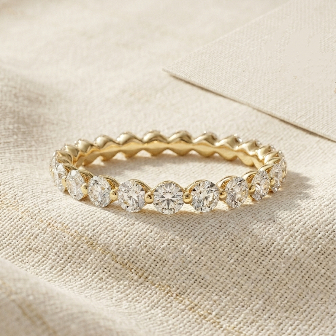 Milestone Band—Crowned Still Ring | Round Diamond Eternity Prong
