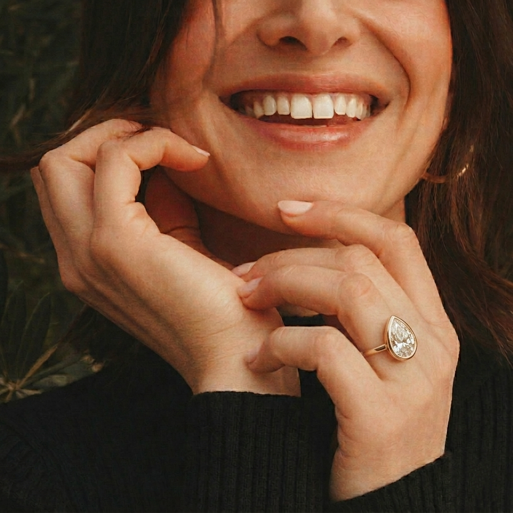 Bloom—Crowned Still Ring | Pear Diamond in Bezel