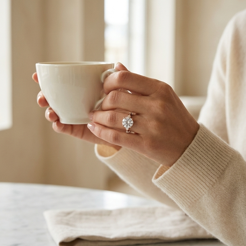 Bloom—Adorn Ring | Round Diamond in Round Spaced Coverage